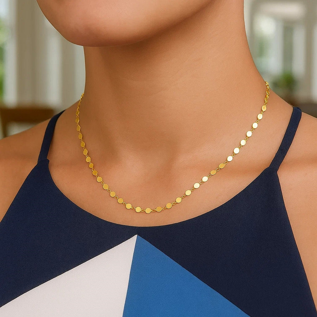 14k Necklace with Polished Circles