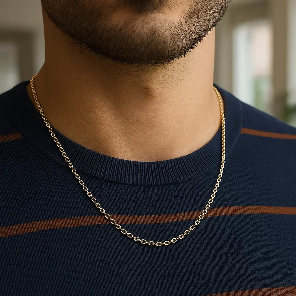 14k Yellow Gold Round Cable Link Chain