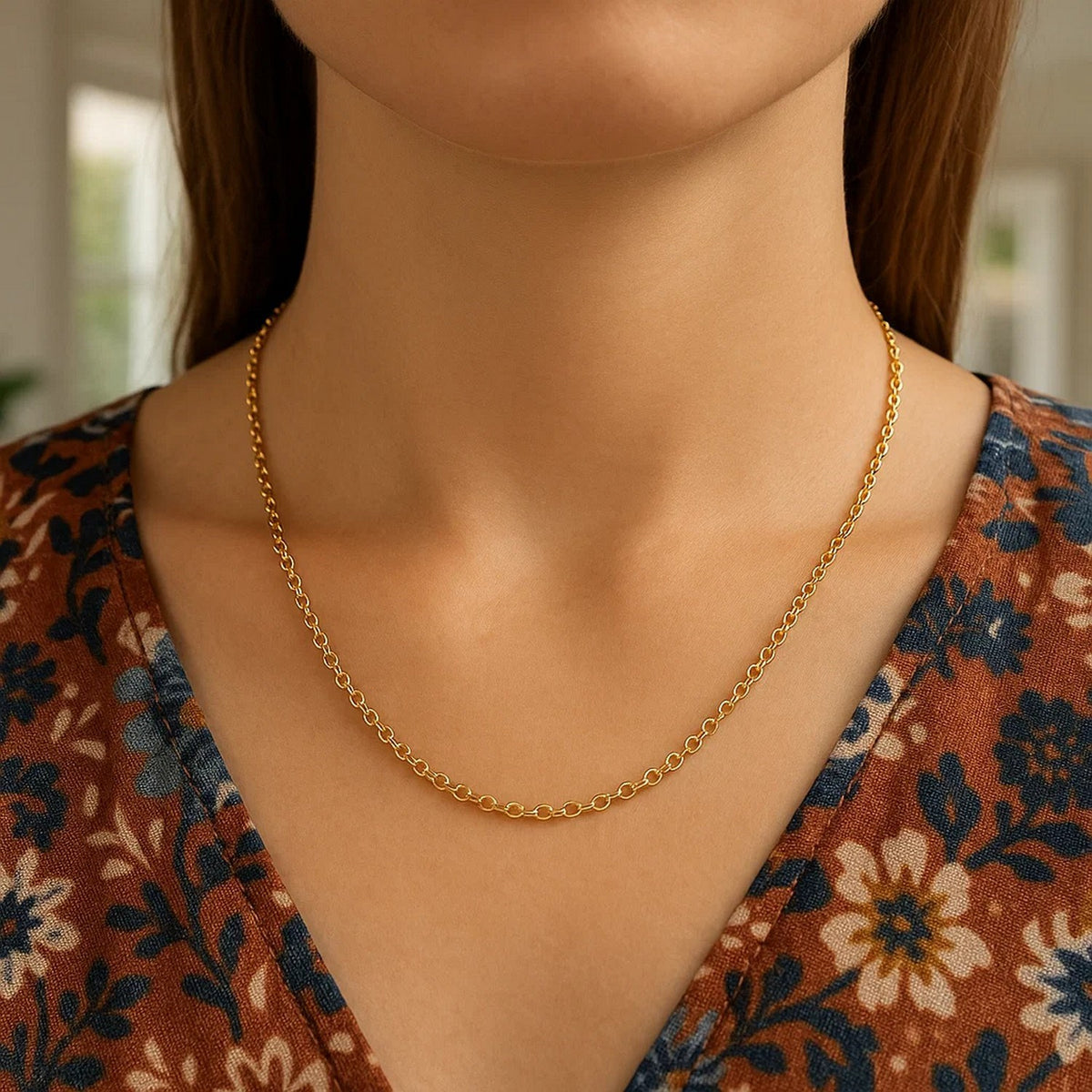 14k Yellow Gold Round Cable Link Chain