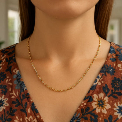 14k Yellow Gold Round Cable Link Chain