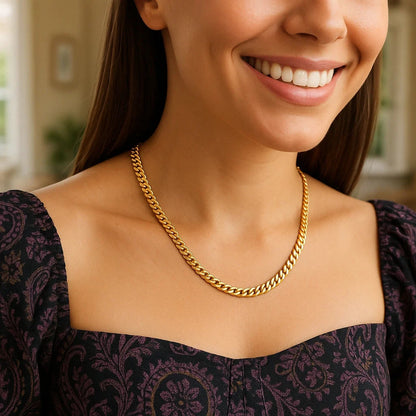 14k Yellow Gold Semi Solid Miami Cuban Chain