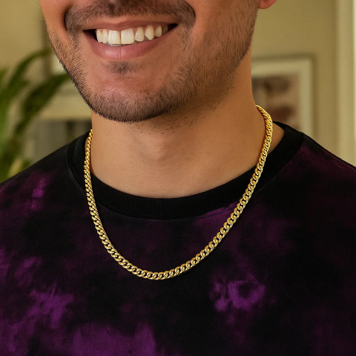 14k Yellow Gold Semi Solid Miami Cuban Chain