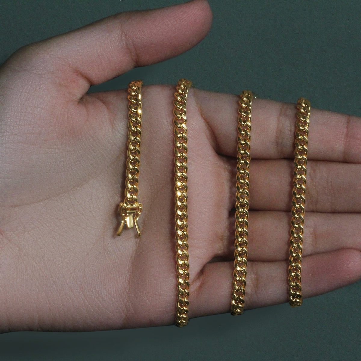 14k Yellow Gold Semi Solid Miami Cuban Chain