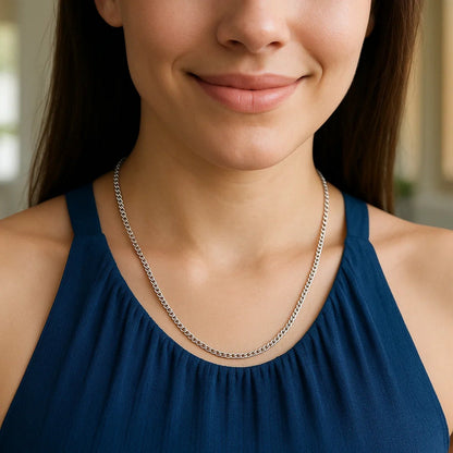 14K White Gold Gourmette Chain