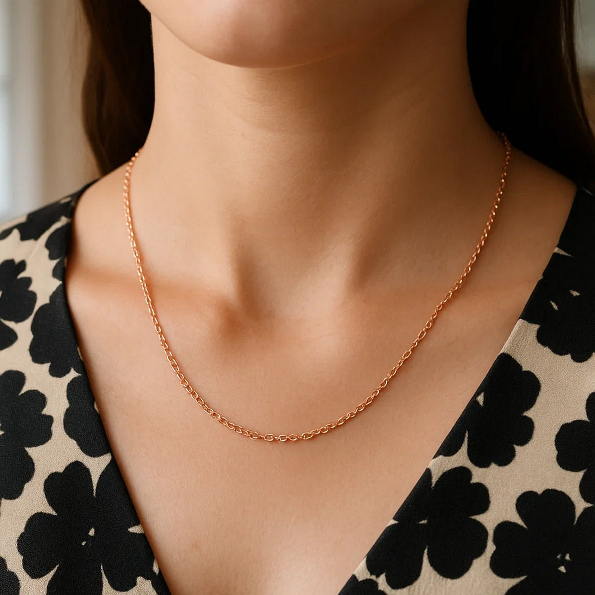 14k Yellow Gold Round Cable Link Chain