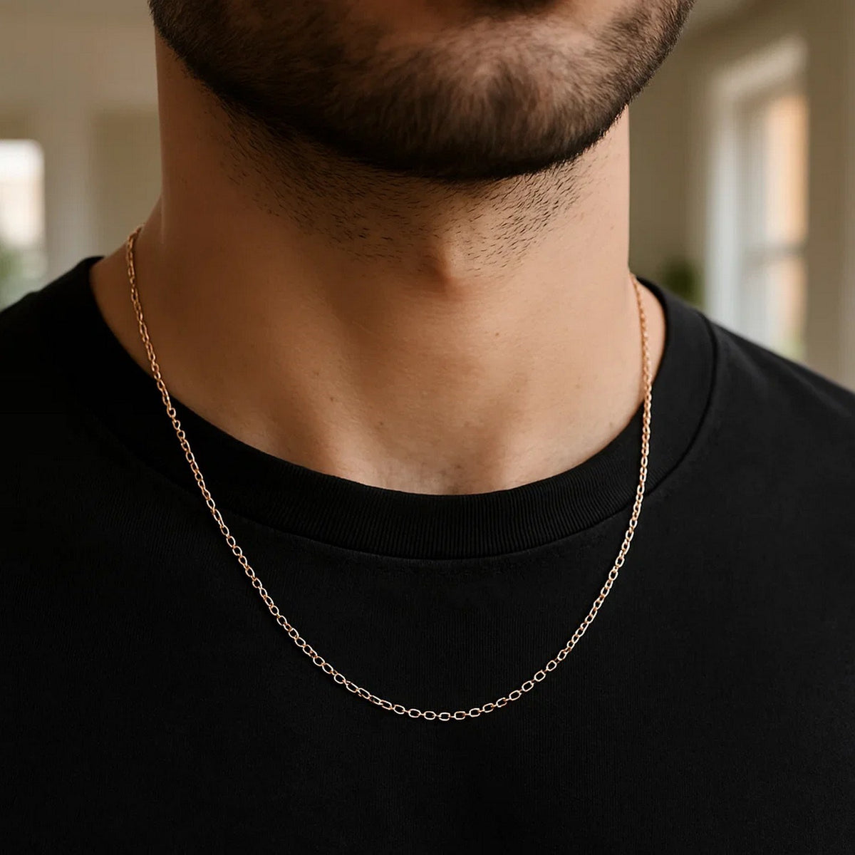 14k Yellow Gold Round Cable Link Chain