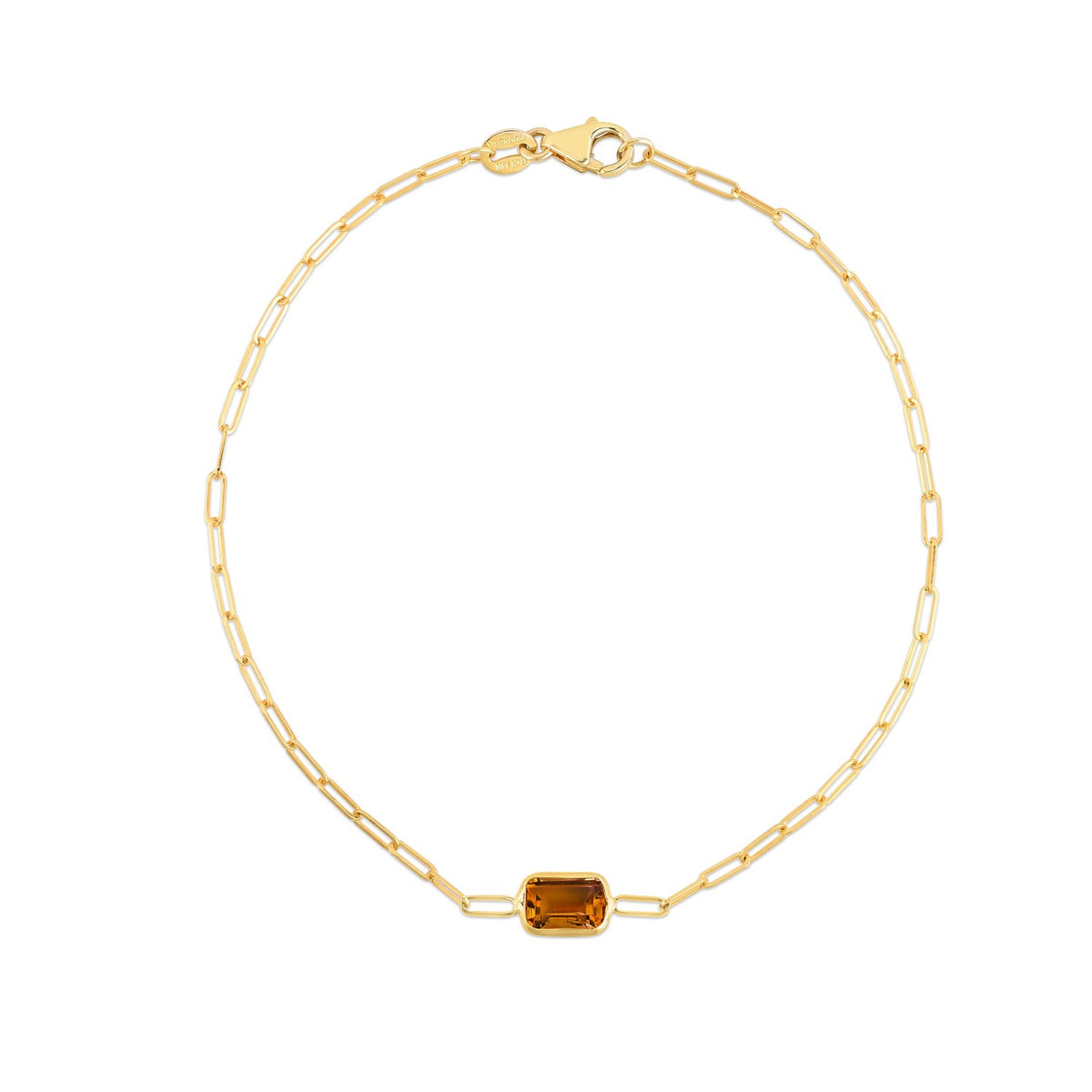 14K Yellow Gold Citrine Paperclip Bracelet (1.50 mm)