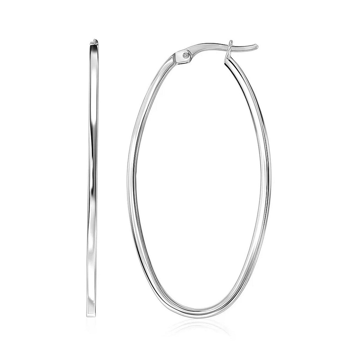 14k Slim Oval Shape Hoop Earrings