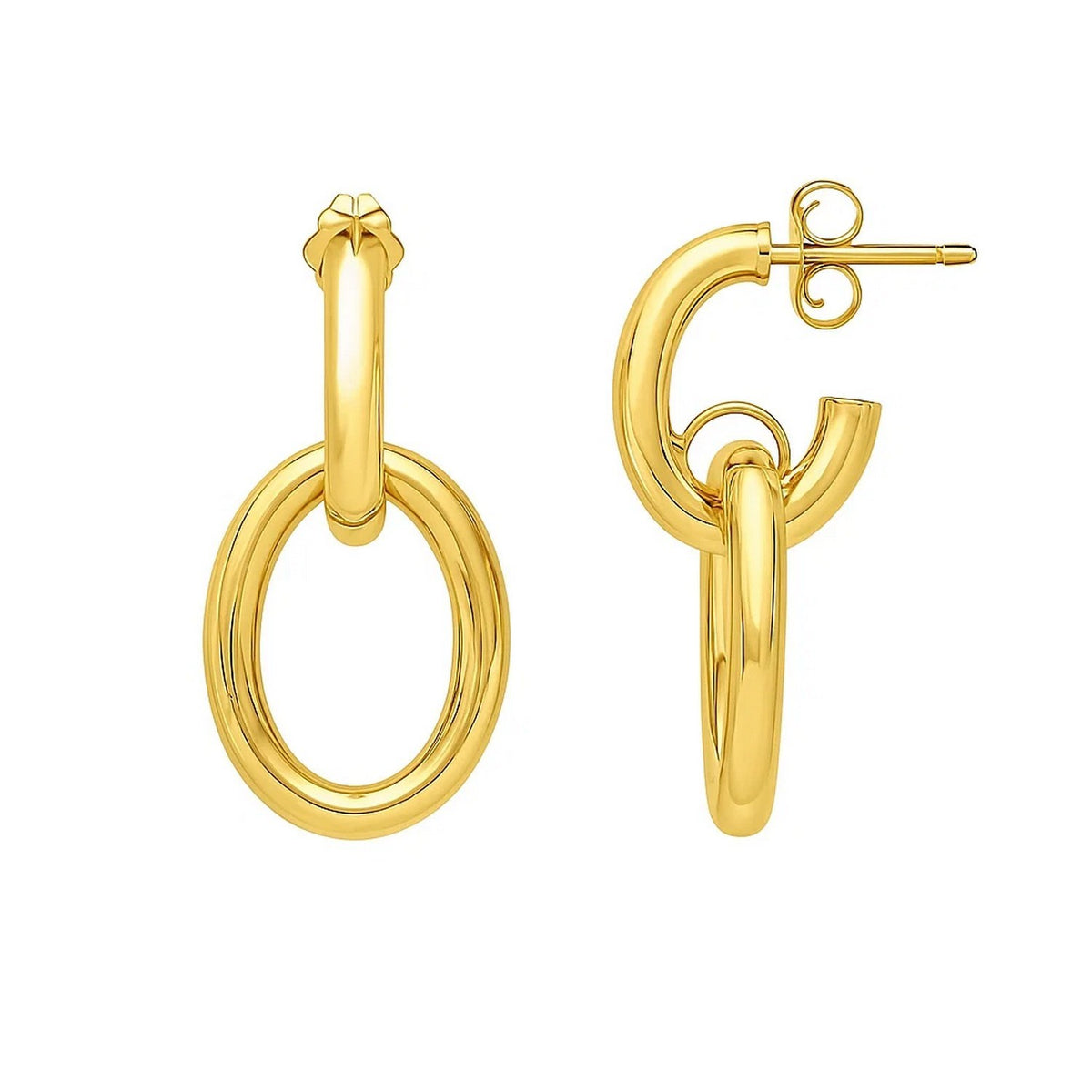 Interlocking Link Earrings in 14K Yellow Gold