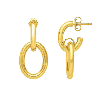 Interlocking Link Earrings in 14K Yellow Gold