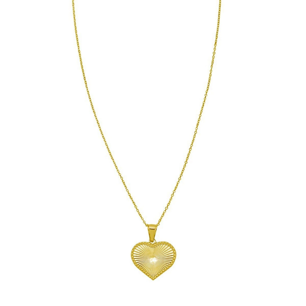 14K Yellow Gold Radiating Heart Necklace
