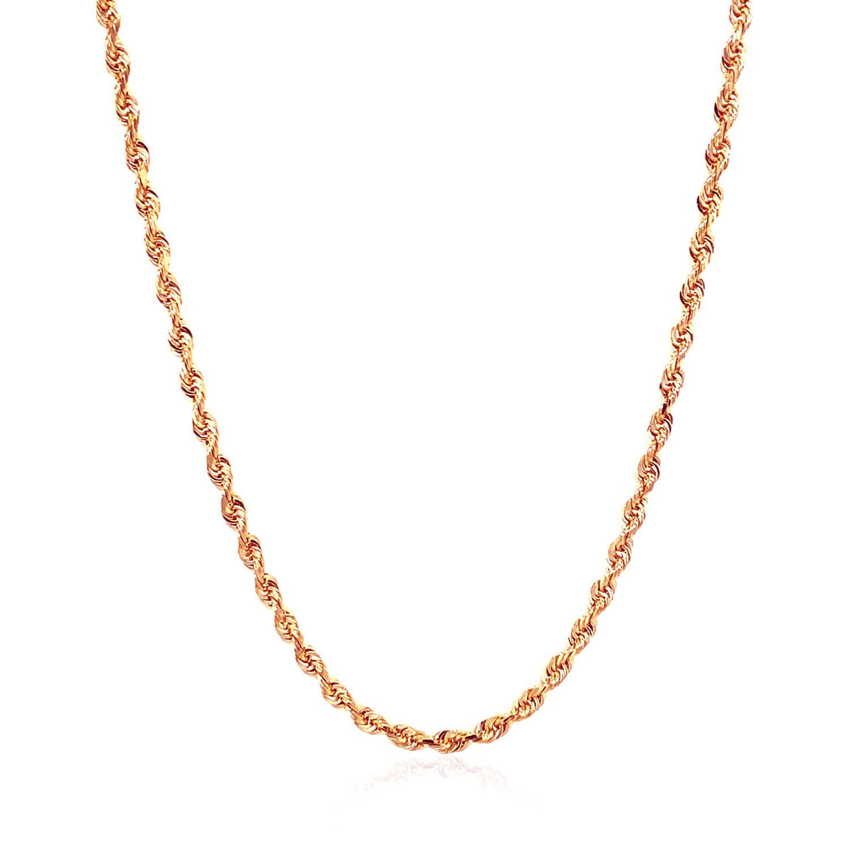 14k Yellow Gold Solid Diamond Cut Rope Chain