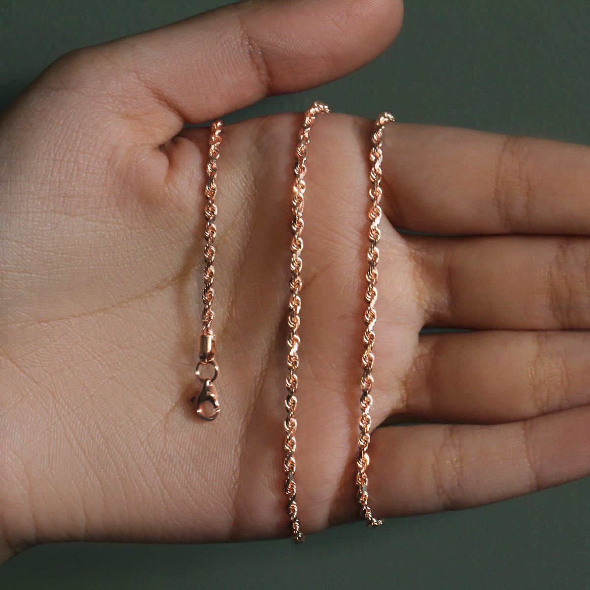 14k Yellow Gold Solid Diamond Cut Rope Chain