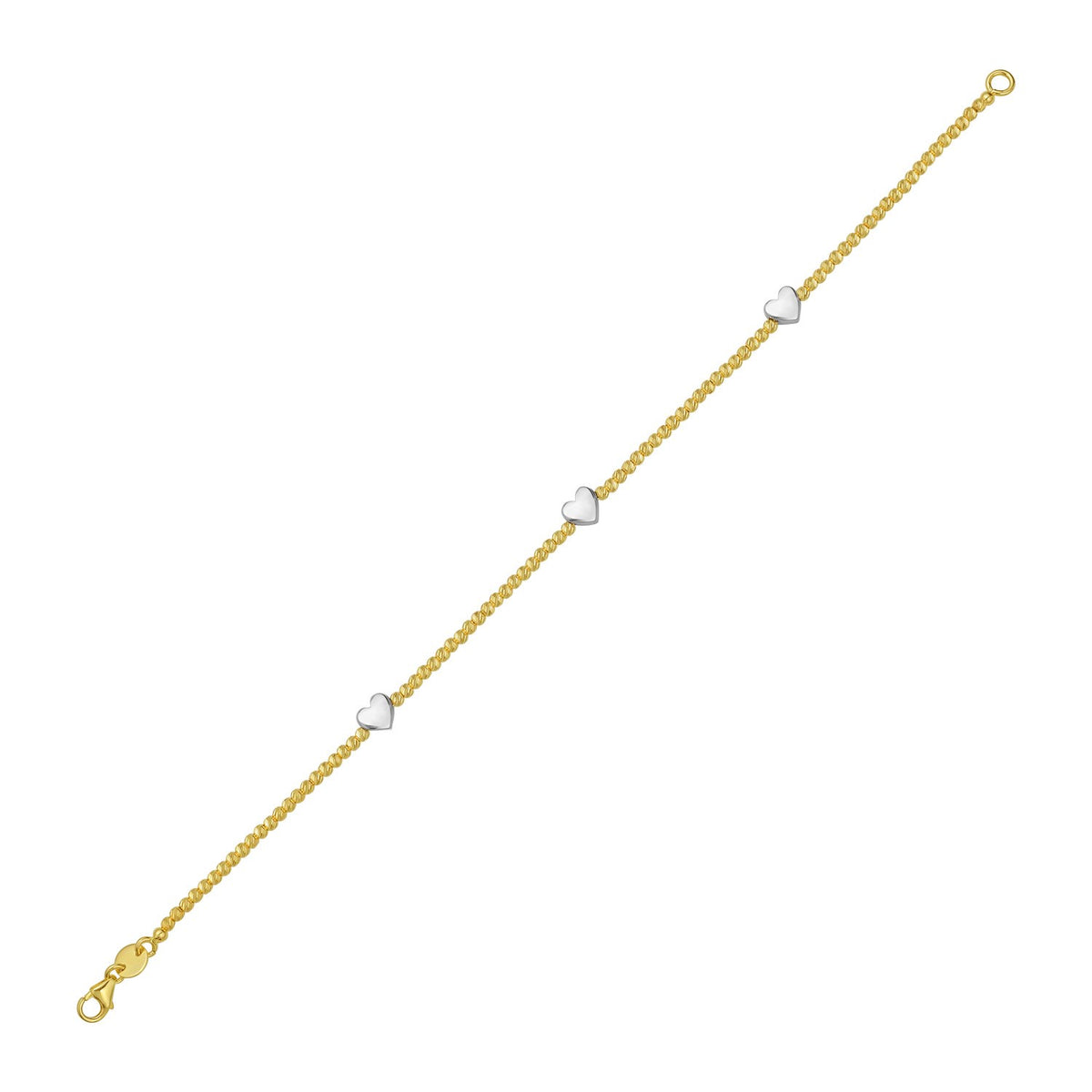 14K Yellow and Heart Bead Bracelet