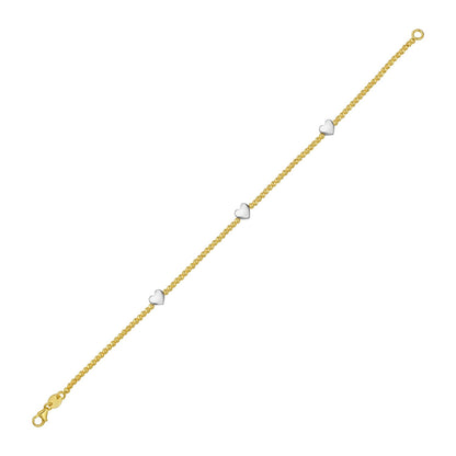 14K Yellow and Heart Bead Bracelet