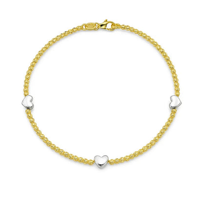 14K Yellow and Heart Bead Bracelet