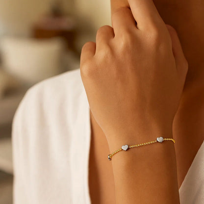 14K Yellow and Heart Bead Bracelet