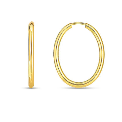 14k Yellow Gold Endless Oval Hoop Earrings