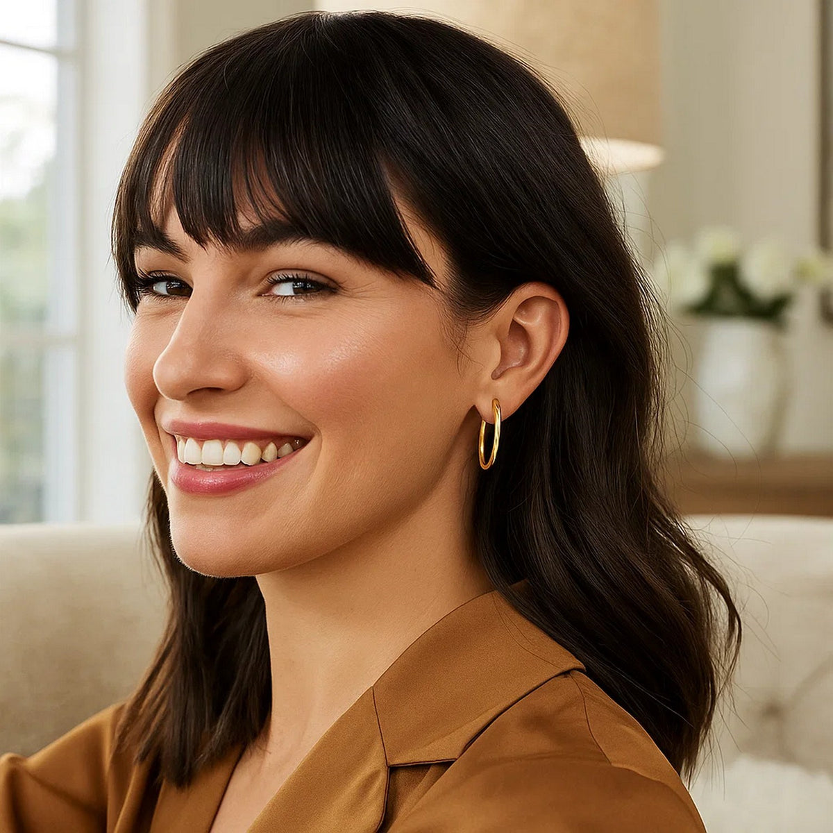 14k Yellow Gold Endless Oval Hoop Earrings