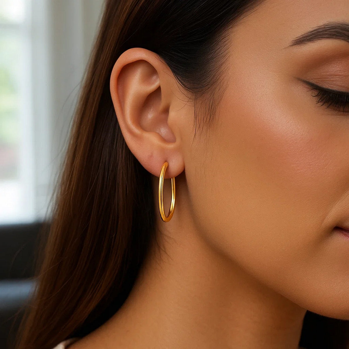 14k Yellow Gold Endless Oval Hoop Earrings