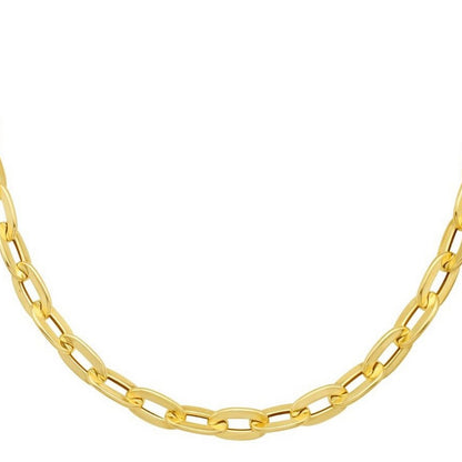 14K Yellow Gold Long Mirror Rolo Link Chain Necklace (7.30 mm)