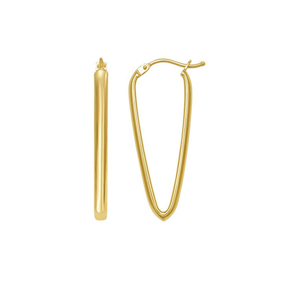 14K Yellow Gold V Hoop Earrings