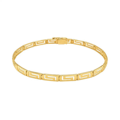 14k Yellow Gold Greek Fret Design Fancy Bracelet (3.30 mm)