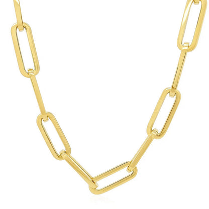 14k Yellow Gold Extra Wide Paperclip Chain Necklace