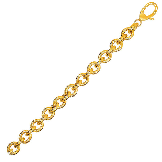 Textured Oval Link Bracelet in 14k (8.70 mm)