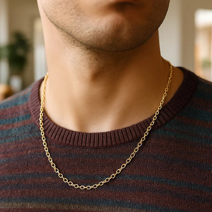 14k Yellow Gold Round Cable Link Chain