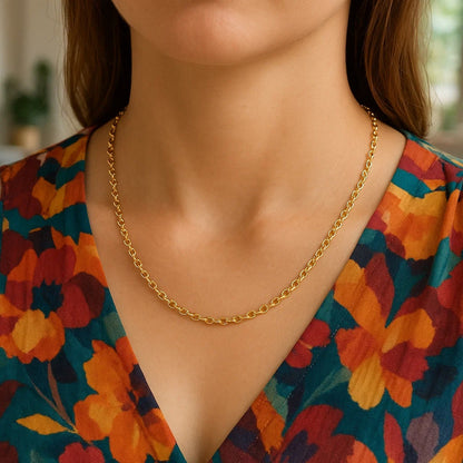 14k Yellow Gold Round Cable Link Chain