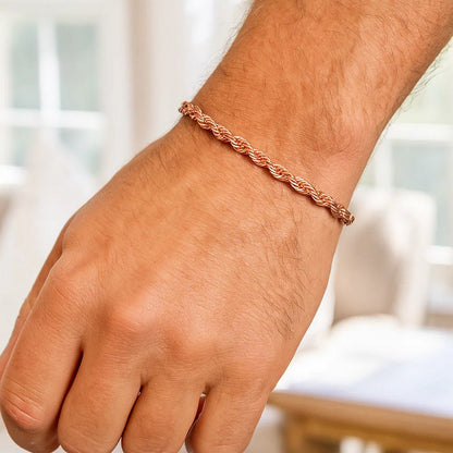 14k Solid Diamond Cut Rope Bracelet (4.00 mm)