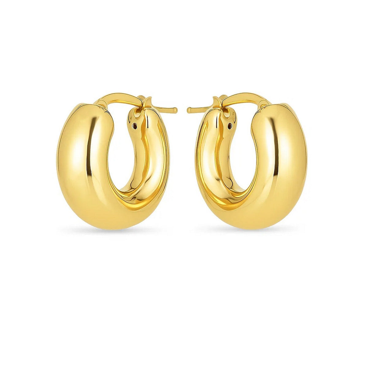 14k Yellow Gold Small Puffy Hoops