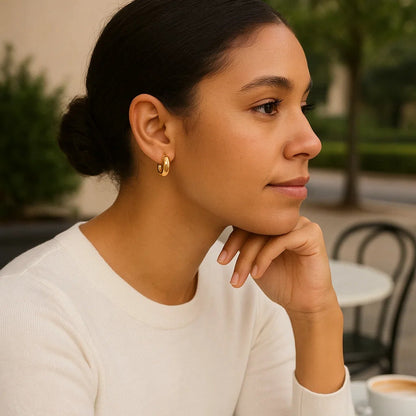 14k Yellow Gold Small Puffy Hoops