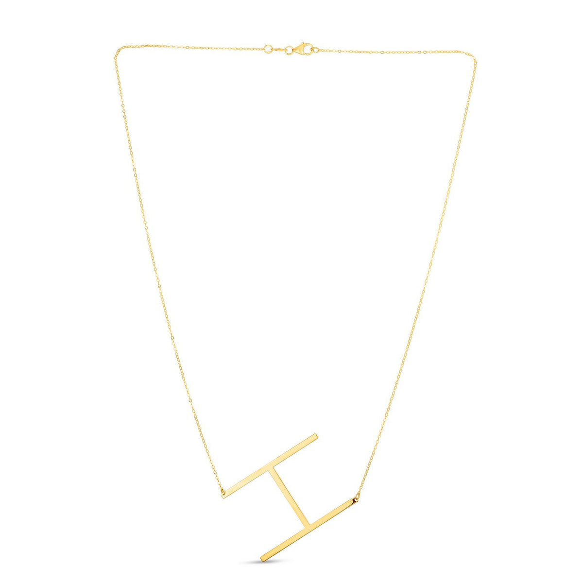 14K Yellow Gold Yours Truly Large Initial H Necklace