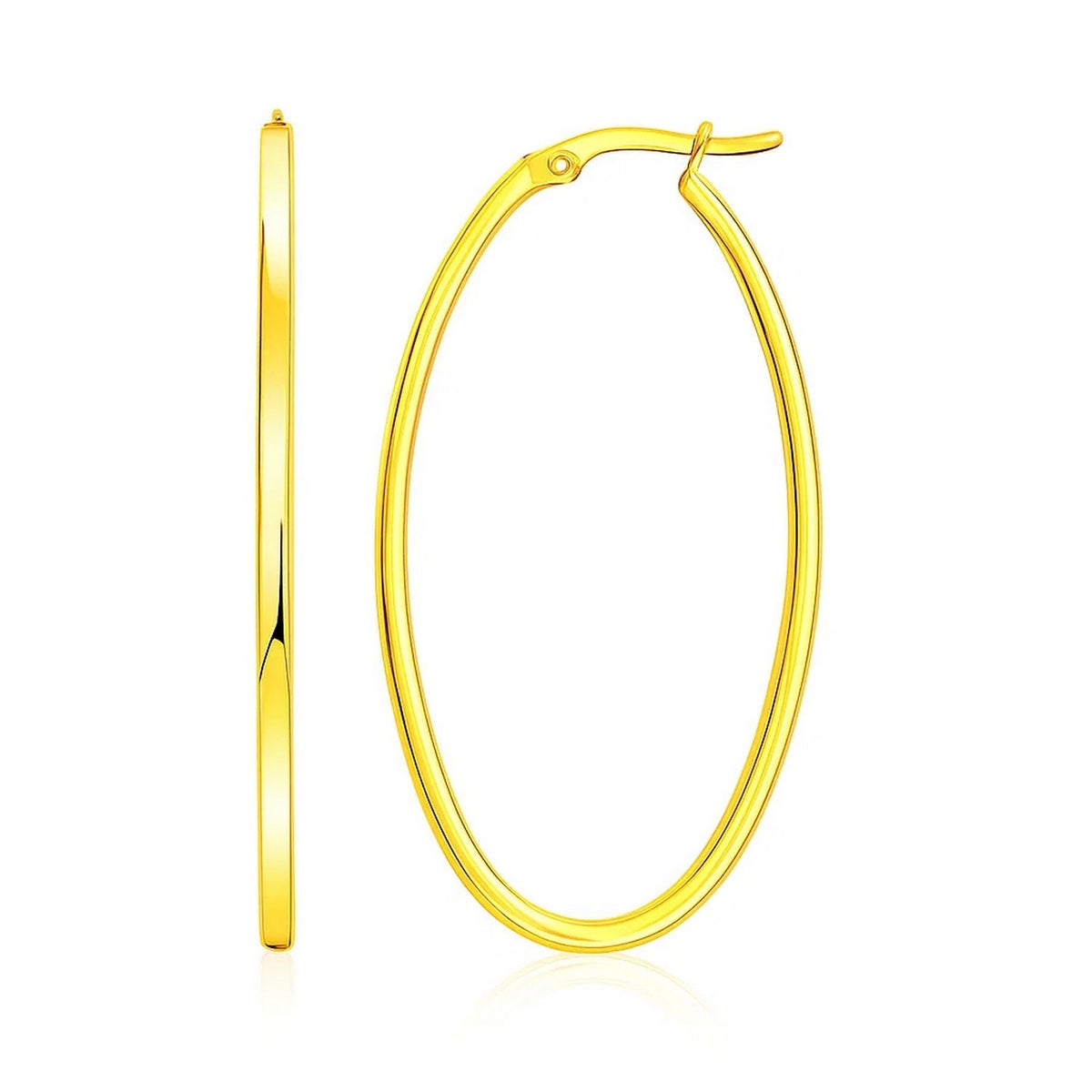 14k Slim Oval Shape Hoop Earrings