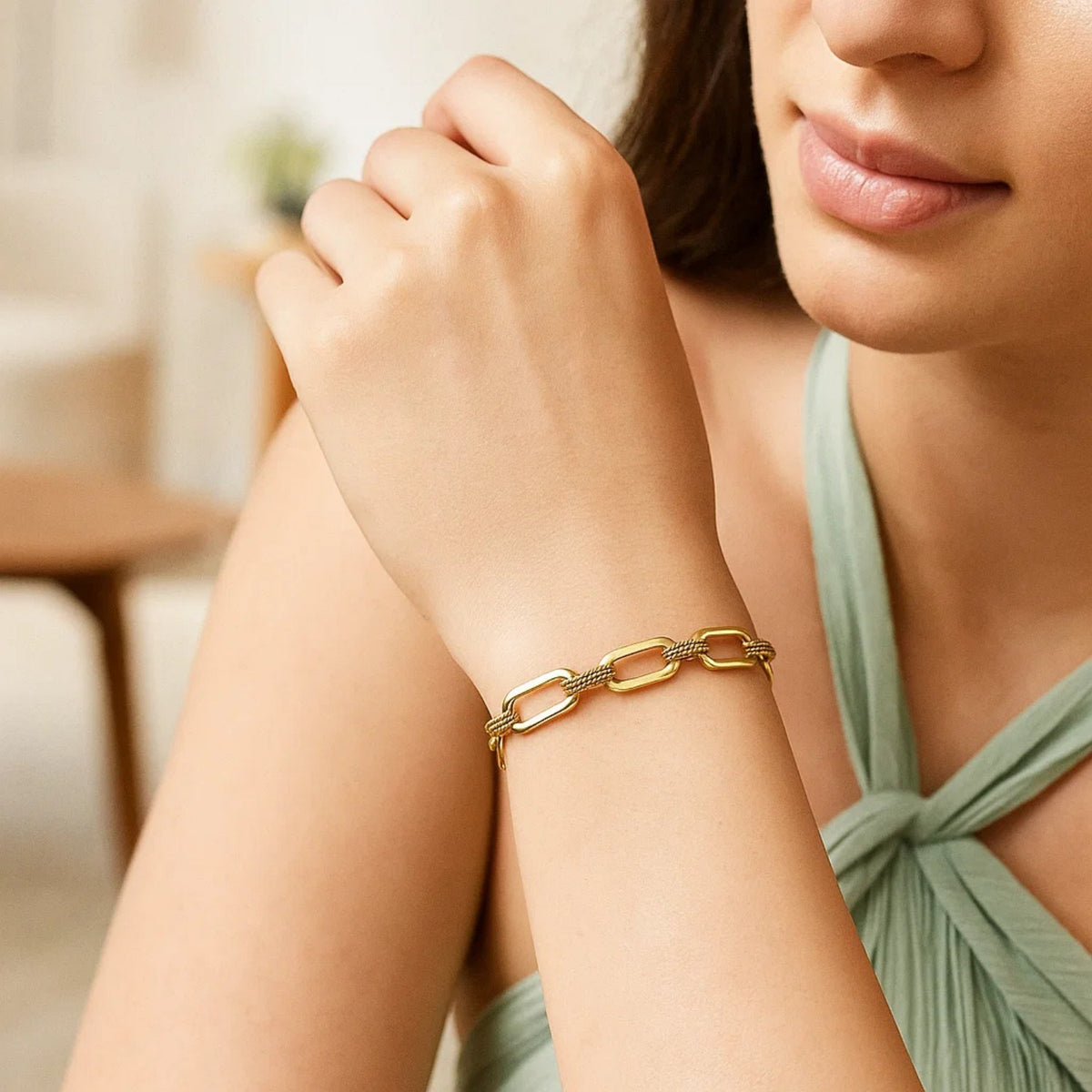 14k Diamante Paperclip Chain Bracelet (7.00 mm)