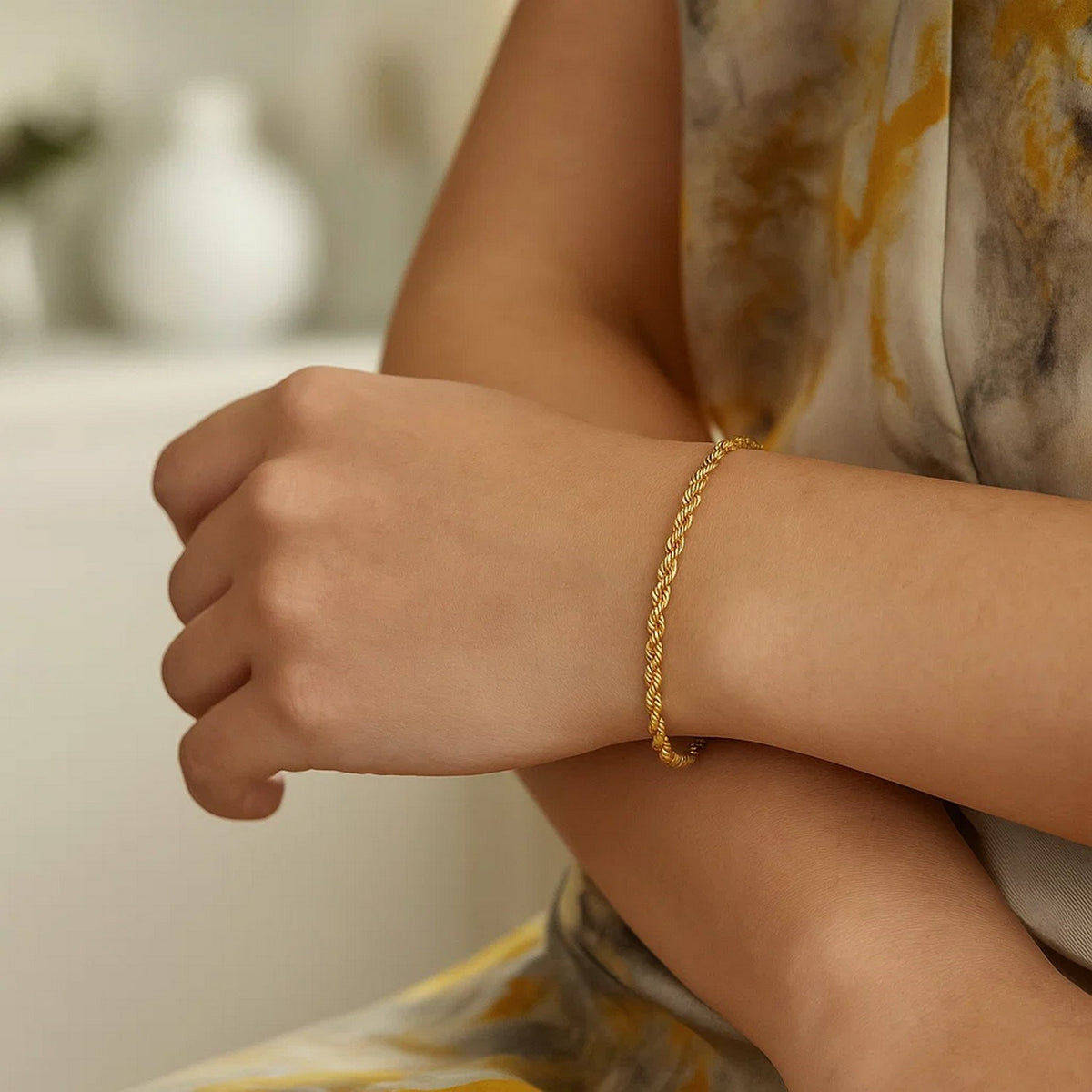 Silk Rope Chain Bracelet in 14k Yellow Gold  (3.70 mm)