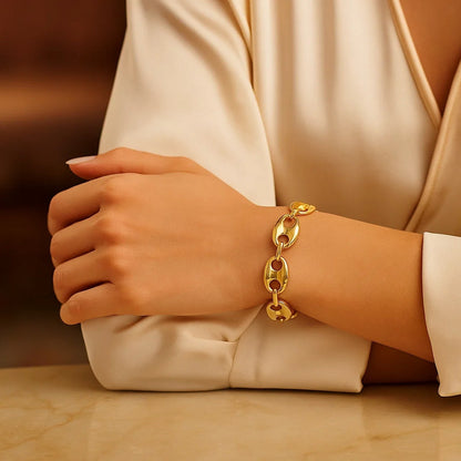 14k Yellow Gold High Polish Lite Puffed Mariner Link Bracelet  (12.00 mm)