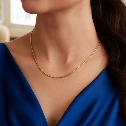 14k Necklace in a Round Omega Chain Style