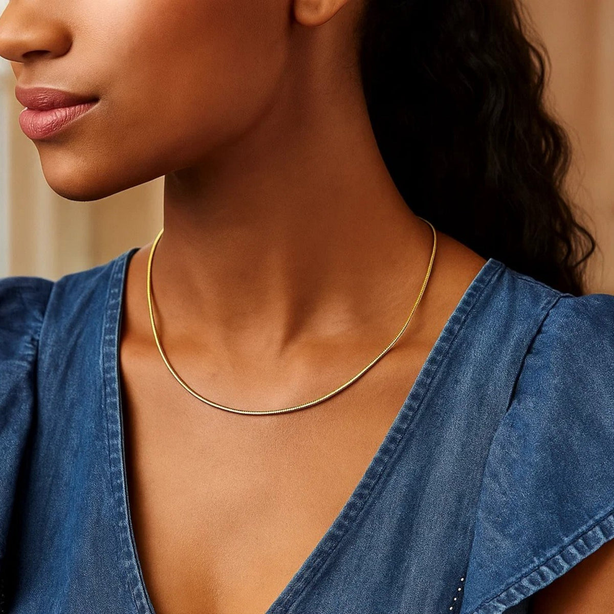 14k Necklace in a Round Omega Chain Style