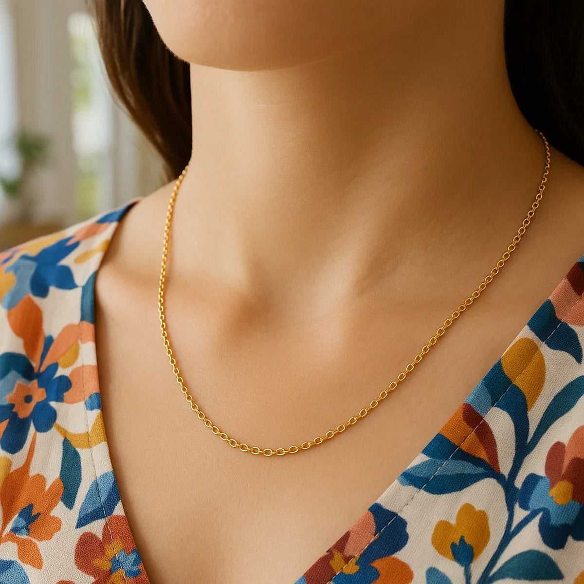 14k Yellow Gold Round Cable Link Chain