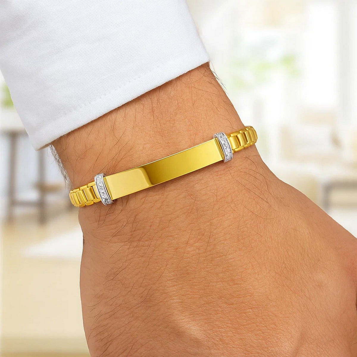 14K Yellow Gold Venetian Link Diamond Bar Bracelet (6.00 mm)