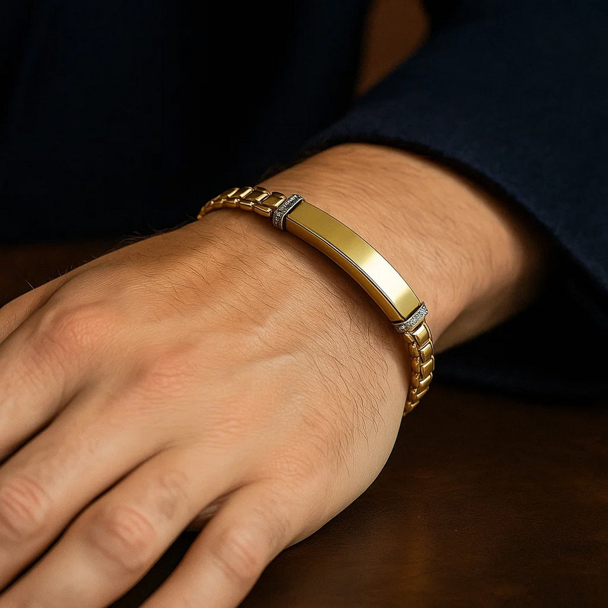 14K Yellow Gold Venetian Link Diamond Bar Bracelet (6.00 mm)