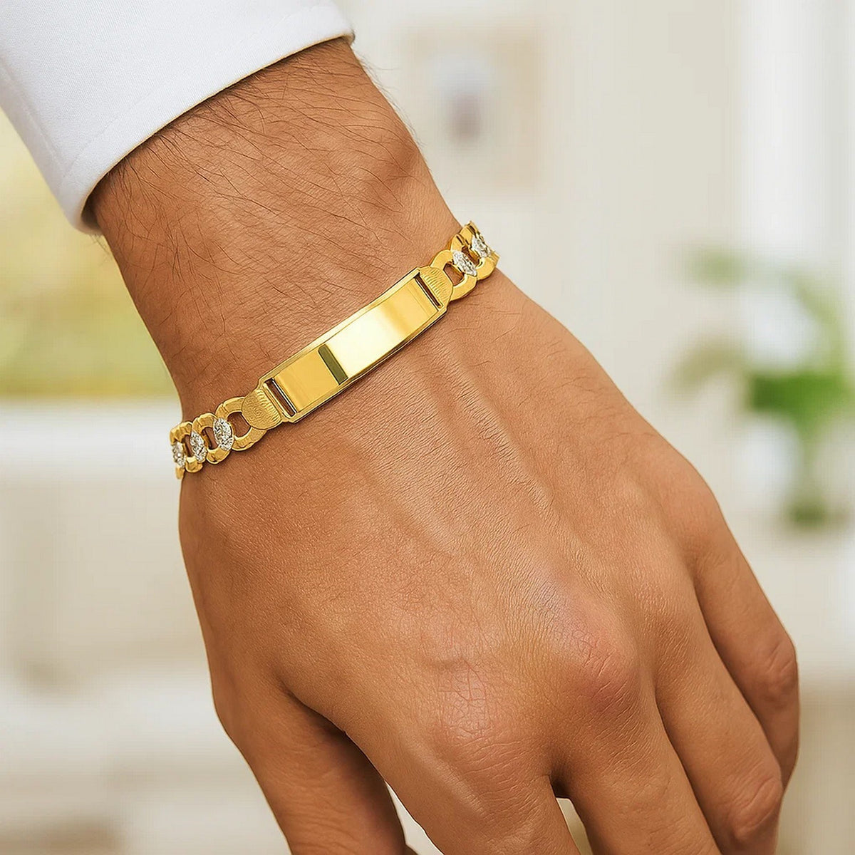 14k Yellow Gold Pave Curb ID Bracelet (5.00 mm)