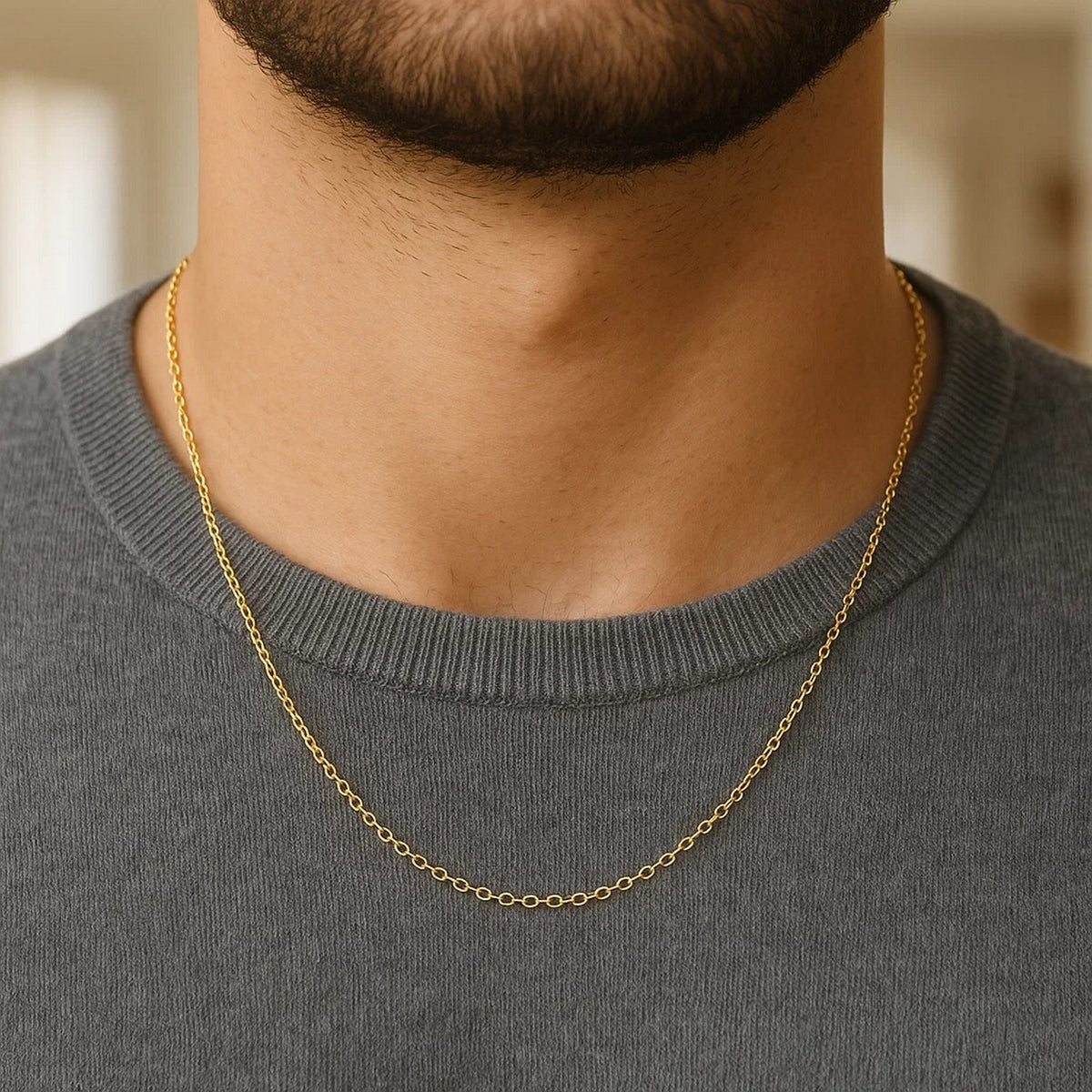 14k Yellow Gold Round Cable Link Chain