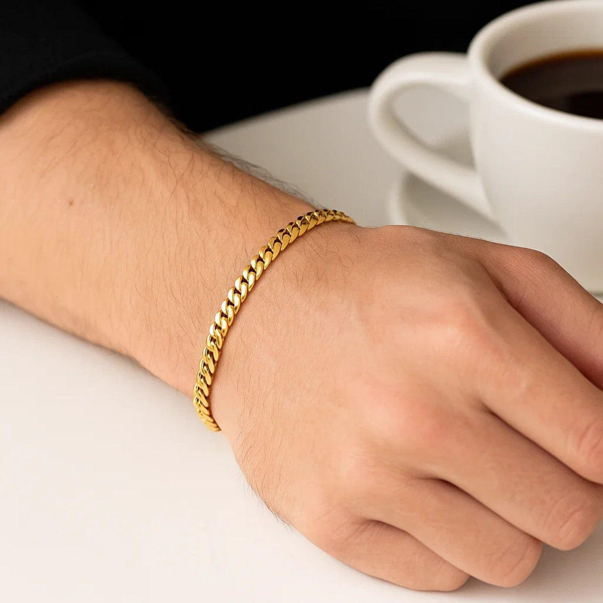 14k Miami Cuban Semi Solid Bracelet (4.50 mm)