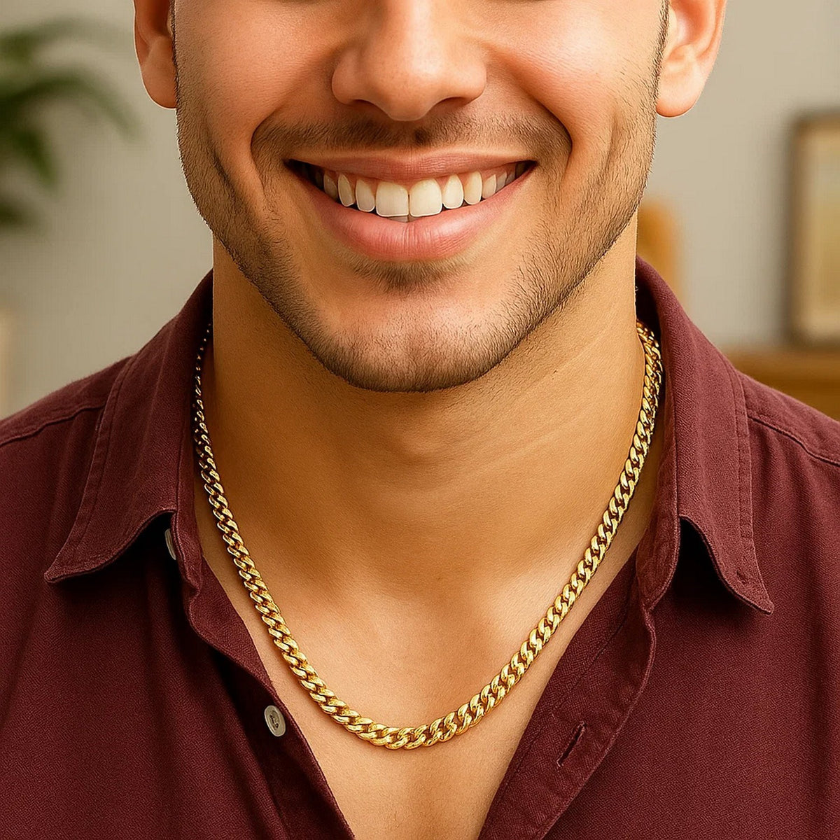 14k Yellow Gold Semi Solid Miami Cuban Chain