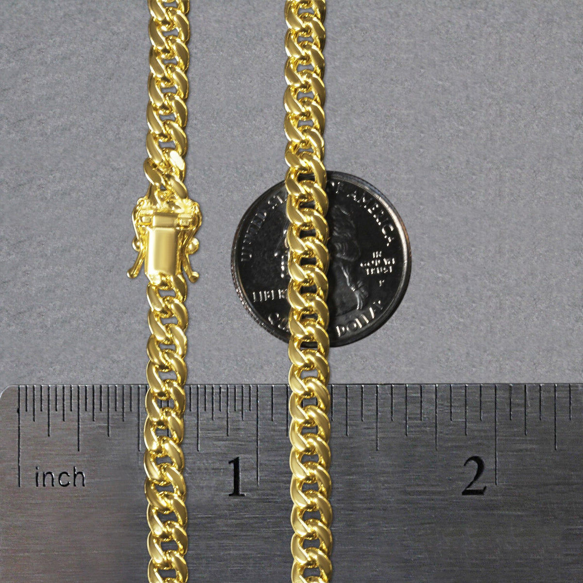 14k Yellow Gold Semi Solid Miami Cuban Chain