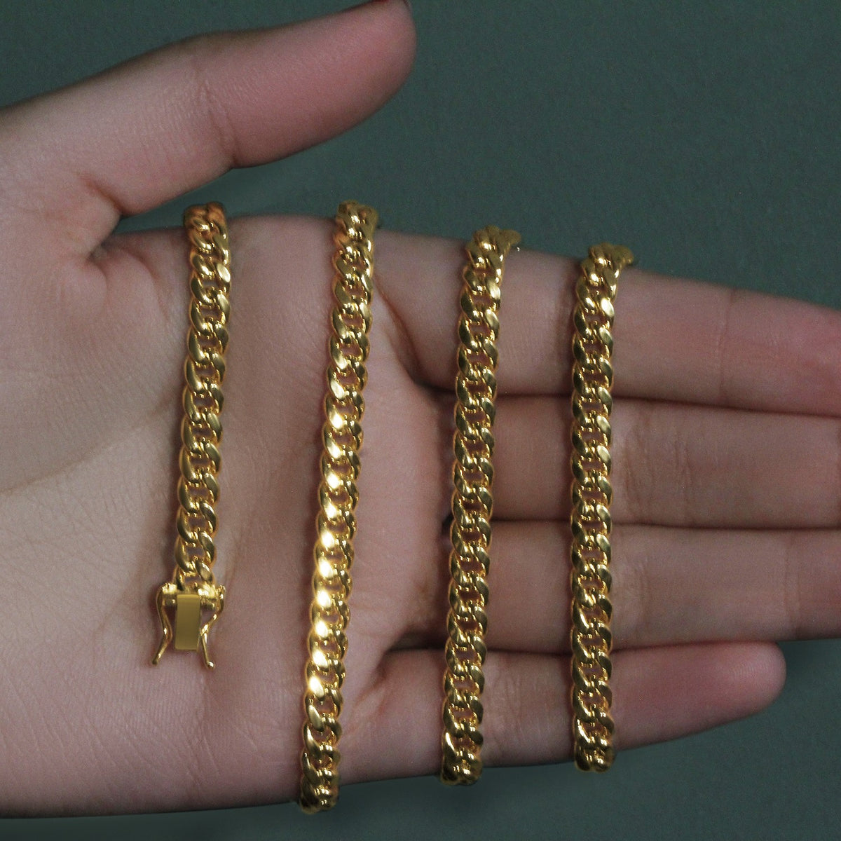 14k Yellow Gold Semi Solid Miami Cuban Chain